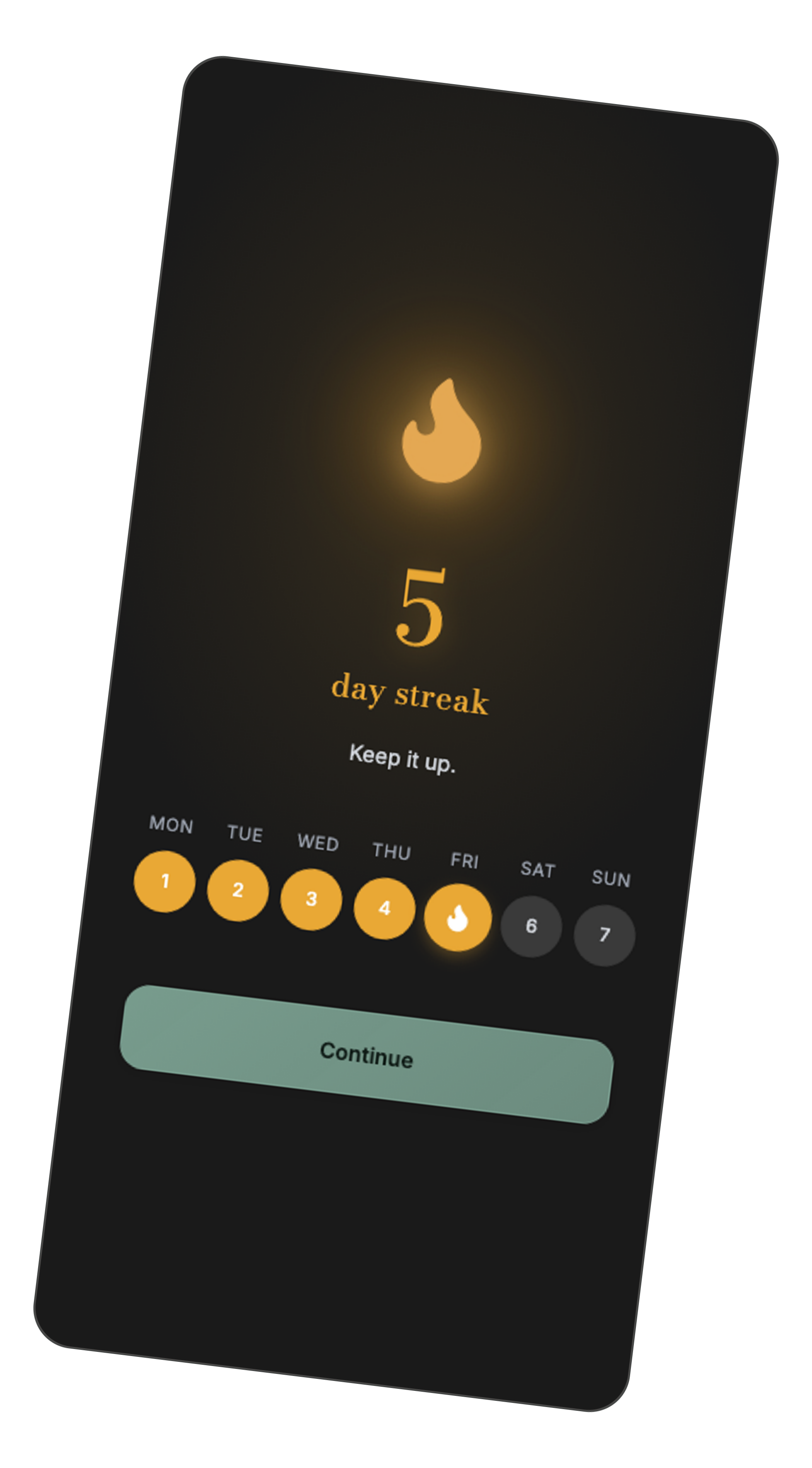 Selah Daily Pause completion screen showing a 5-day streak